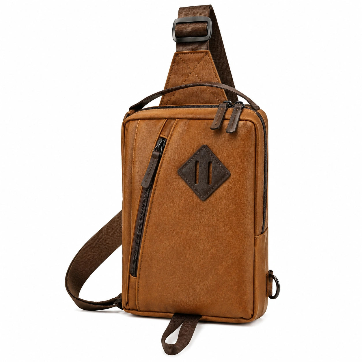 Borsa monospalla 17 x 8 x 31 cm in similpelle marrone per uso quotidiano con tracolla regolabile