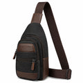 Borsa a tracolla 18 x 8 x 32 cm in tessuto e similpelle marrone nero con tasche zip