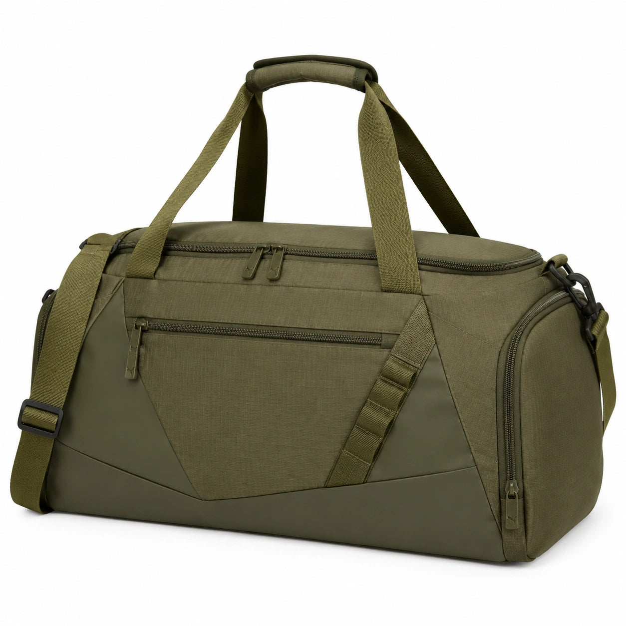 Borsone da viaggio 50 x 25 x 28 cm in tessuto sintetico verde oliva con tracolla regolabile