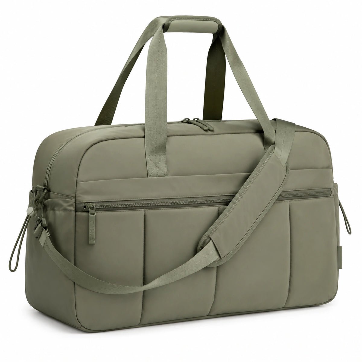 Borsone da viaggio 50 x 25 x 30 cm in tessuto sintetico verde oliva con tracolla e tasche