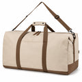 Borsone da viaggio 55 x 28 x 30 cm in tessuto beige e marrone con tracolla regolabile