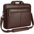 Borsa porta documenti 40 x 30 x 10 cm in similpelle marrone con tracolla per ufficio