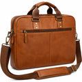 Borsa porta PC 40 x 30 x 10 cm in pelle sintetica marrone con tracolla regolabile