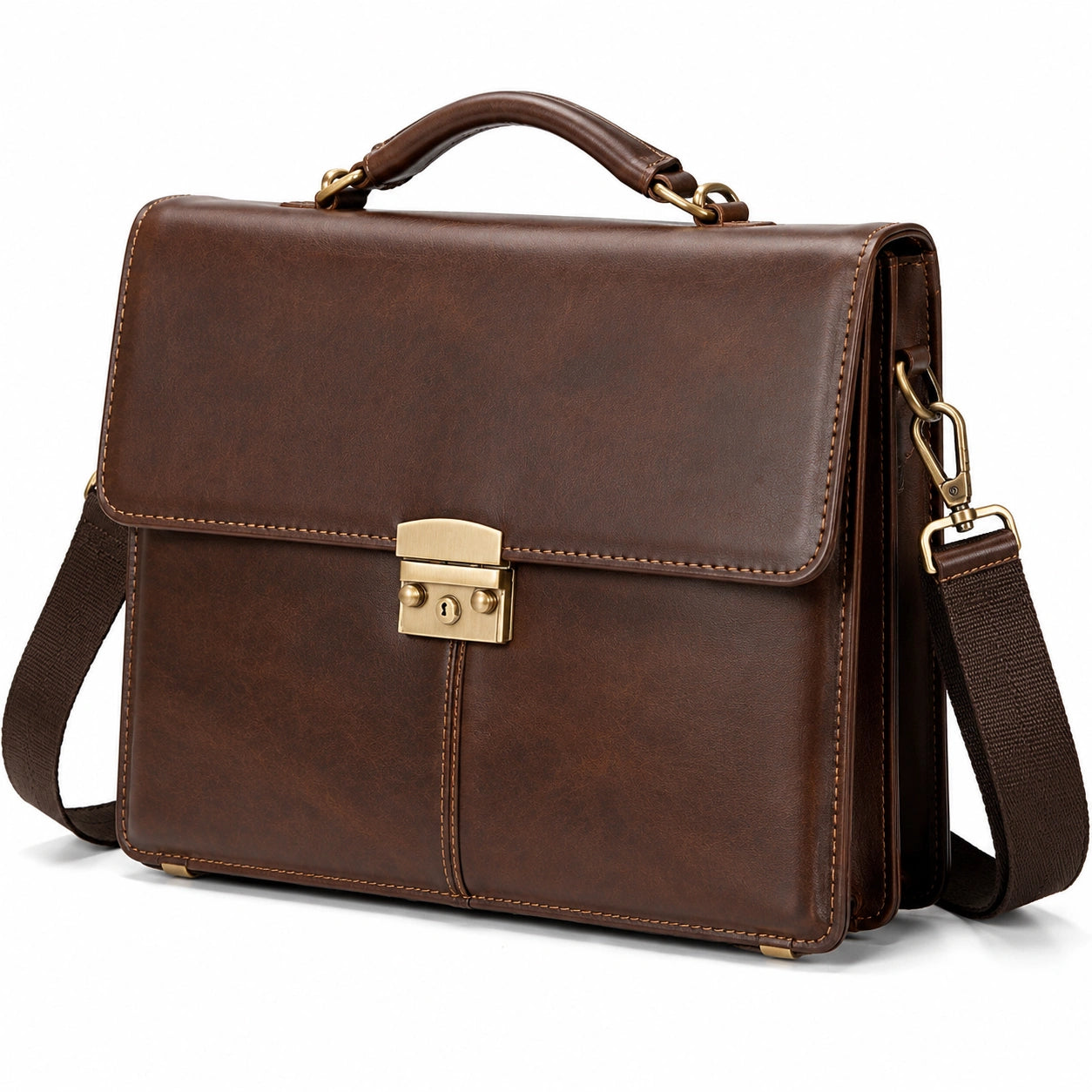 Borsa portadocumenti 38 x 10 x 30 cm in similpelle marrone - tracolla regolabile
