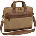 Borsa portadocumenti 40 x 8 x 30 cm in tela e similpelle marrone stile vintage con tracolla