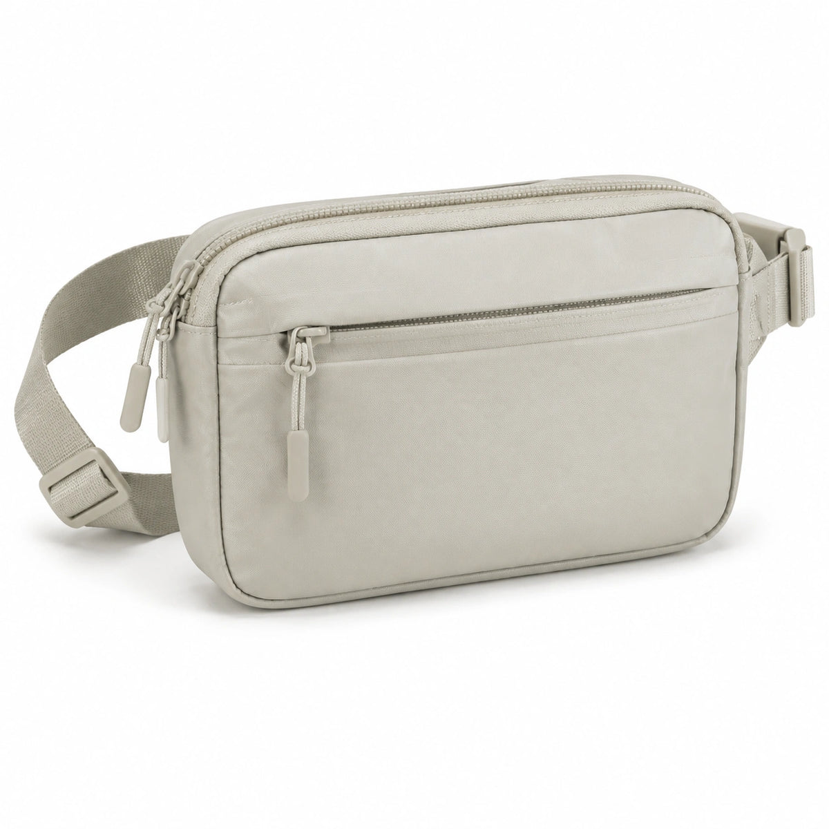 Marsupio 23 x 7 x 15 cm in tessuto sintetico beige con tasche con zip regolabile
