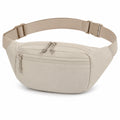 Marsupio 30 x 15 x 8 cm in tessuto sintetico beige con cintura regolabile e tasche con zip