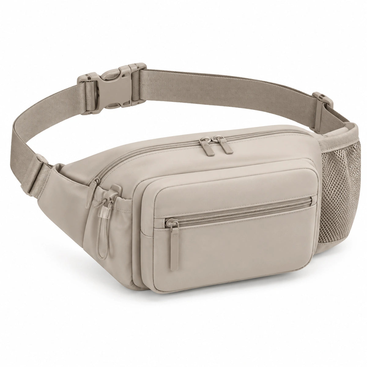 Marsupio 30 x 15 x 8 cm in tessuto sintetico beige - multifunzione con tasche e cintura regolabile