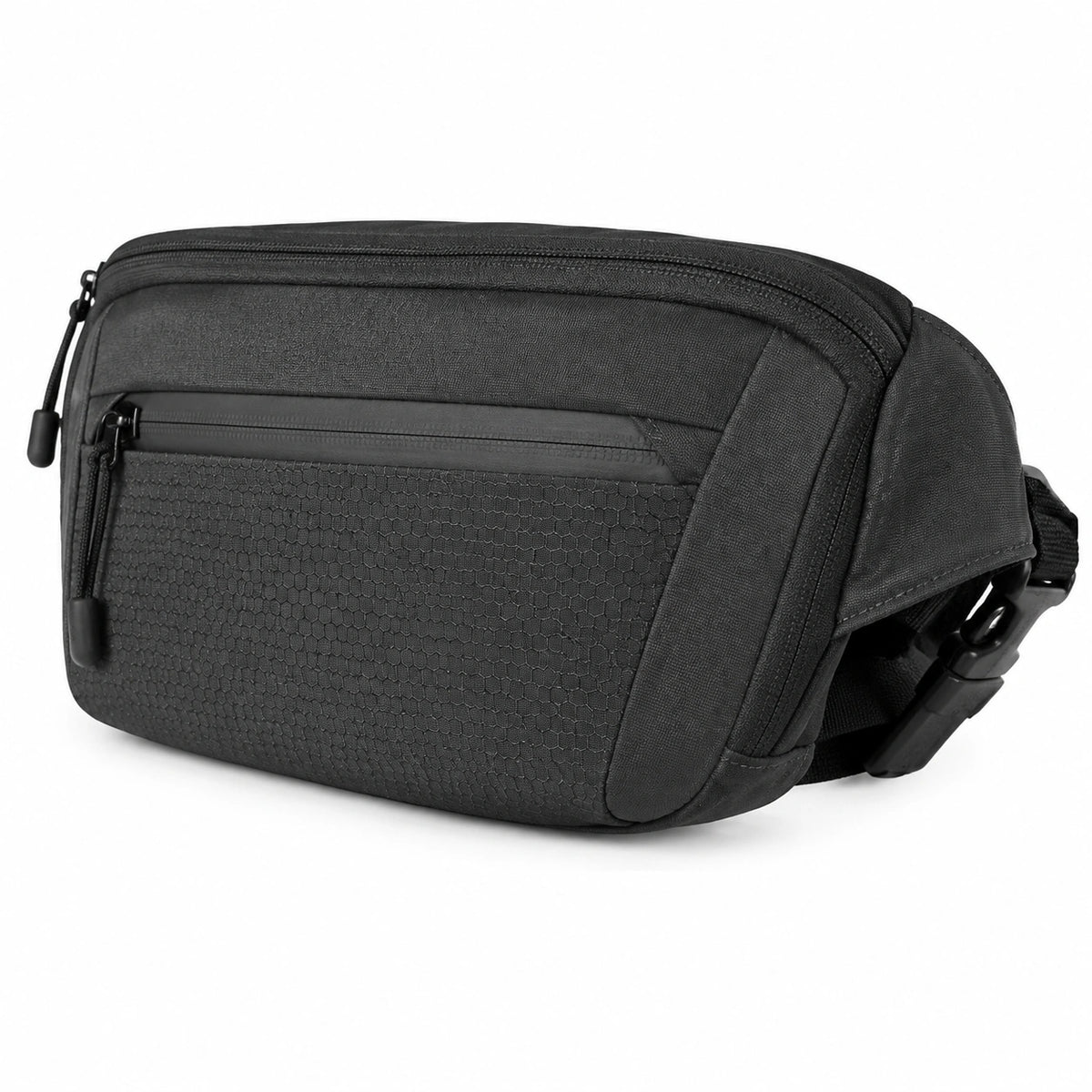 Marsupio 26 x 8 x 15 cm in tessuto sintetico nero con tasche e cintura regolabile