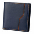 Portafoglio bifold 12 x 9.5 x 2 cm in similpelle blu navy e marrone con tasche per carte