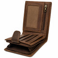 Portafoglio uomo 12 x 10 x 3 cm in similpelle marrone con portamonete zip stile vintage