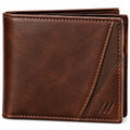 Portafoglio da uomo 12 x 9.5 cm marrone effetto pelle - pieghevole con scomparti per carte