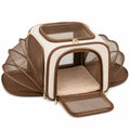 Trasportino espandibile per animali 45 x 30 x 30 cm in tessuto beige e marrone con rete traspirante