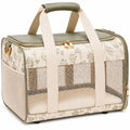 Trasportino per animali 45 x 28 x 30 cm in tessuto beige e verde con rete traspirante