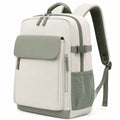Zaino 32 x 18 x 45 cm in tessuto sintetico beige e verde salvia - portaoggetti urbano con tasche multiple