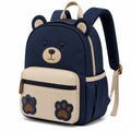Zaino per bambini 30 x 14 x 38 cm in tessuto blu navy e beige con motivo orsetto