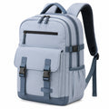 Zaino 32 x 18 x 45 cm in tessuto sintetico blu grigio con tasche e spallacci imbottiti
